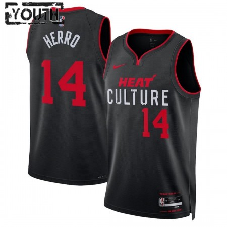Barn Miami Heat Tröja Tyler Herro 14 Nike 2023-24 City Edition Svart Swingman
